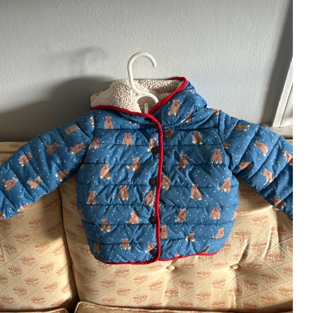 Mini Biden puffer Jacket with Bear Print